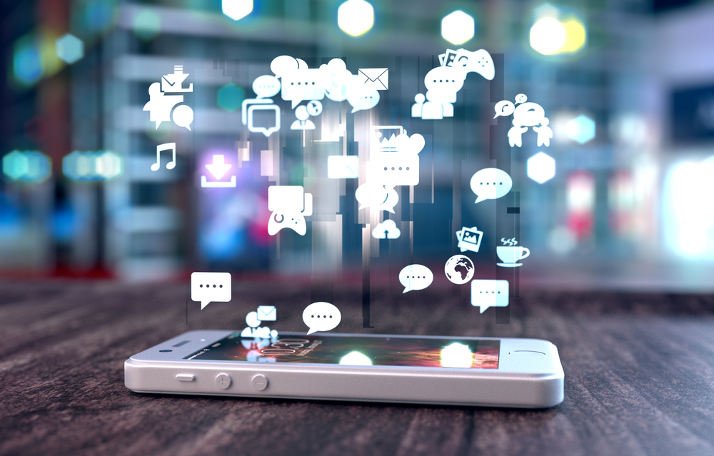 Social media platforms and digital interactions used for pharmacovigilance activities, illustrating the collection and analysis of patient-generated safety information.