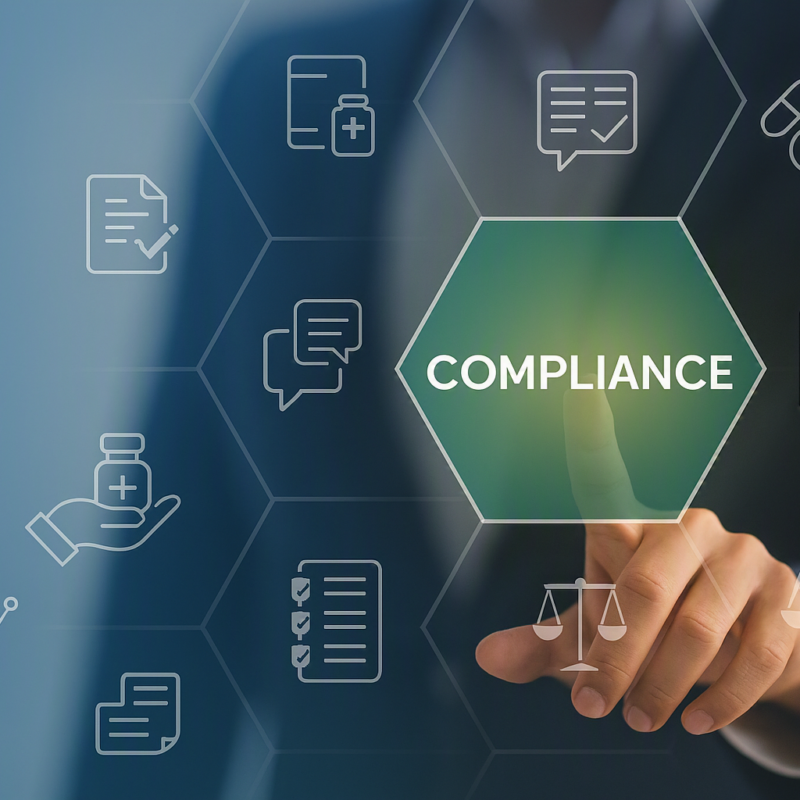 Processo di Medical Information e compliance normativa che integra gestione delle richieste scientifiche, SOP, ricerca bibliografica, data integrity e controllo qualità.